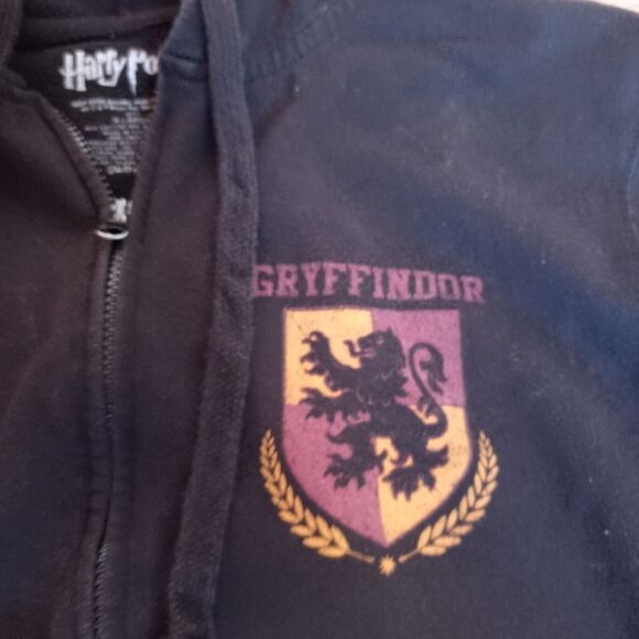 Harry Potter Gryffindor Black Full Zip Front Hoodie Jacket Size X-Large XL - Picture 2 of 7